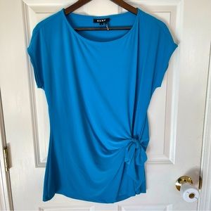DKNY Blue Bow Tie Front Blouse